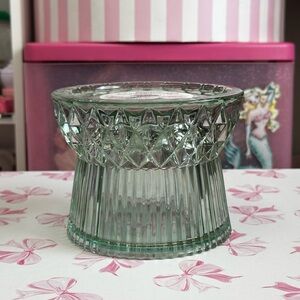 Bath & Body Works Green Glass 3 Wick Candle Pedestal